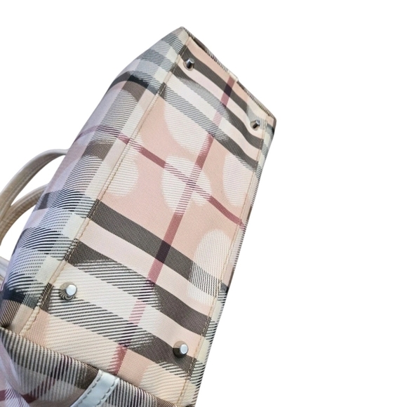 Burberry Cream and Brown Plaid Tote - Picture 8 of 15